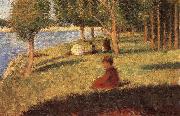 Georges Seurat The Person sat on the Lawn France oil painting artist